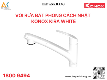 Vòi rửa bát Konox phong cách Nhật Bản Kira White - Xoay 150 độ